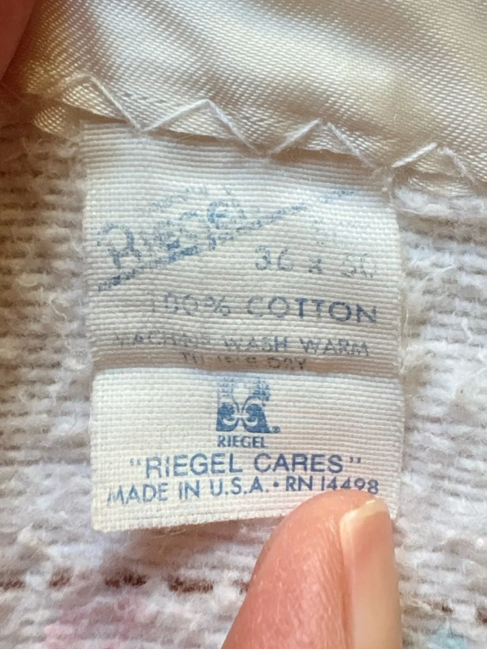 Riegel blanket 36x50 Baby nursery Blanket- satin trim- 100% cotton- Made in USA